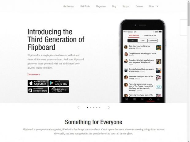 Immagine tratta dalla home page di Flipboard