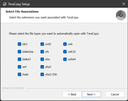 TeraCopy - Installazione, associati all'applicazione