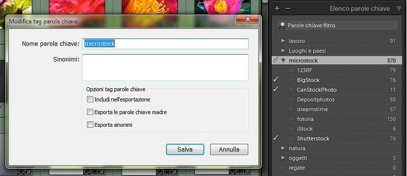 Lightroom e la catalogazione delle foto microstock