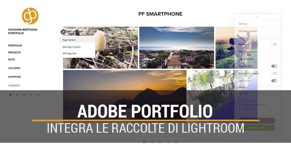 Adobe Portfolio integra le raccolte di Lightroom