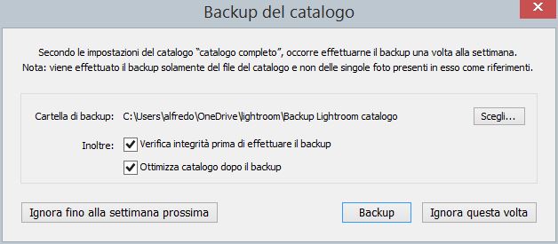 Backup catalogo Lightroom