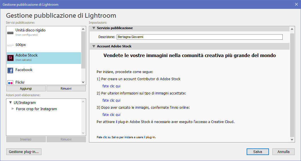 adobe stock-apre agli autori - gestione pubblicazione lightroom