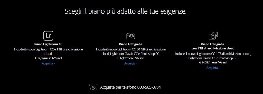 Adobe Piano Fotografia - Lightroom Classic CC