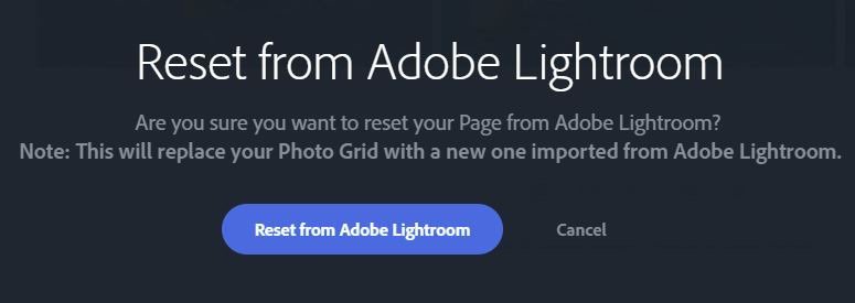 adobe portfolio update collection reset lightroom