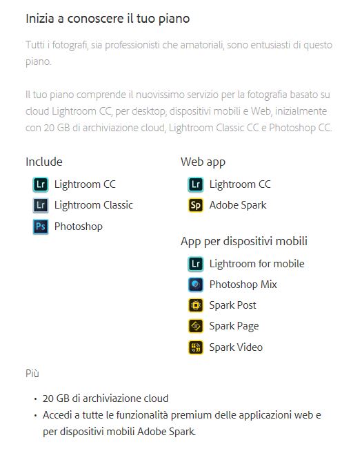 Adobe Lightroom Classic - contenuti piano fotografia