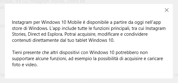 Microsoft Store - Note su Instagram