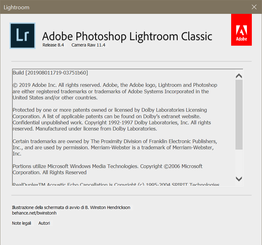 Adobe Photoshop Lightroom Classic - About