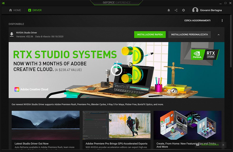 Fotografia e Tecnologia agosto 2020 - NVIDIA Studio Driver